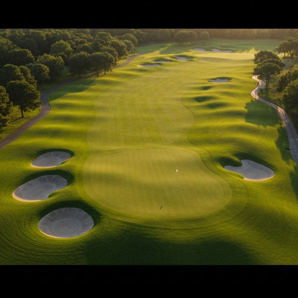Golf course at sunset