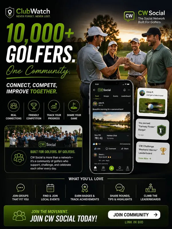 10,000+ golfers. One community. Connect, compete, improve together.